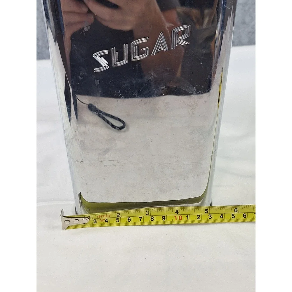 Vintage Masterware Canette Chrome Sugar Canister Mid Century Modern Kitchen Tin